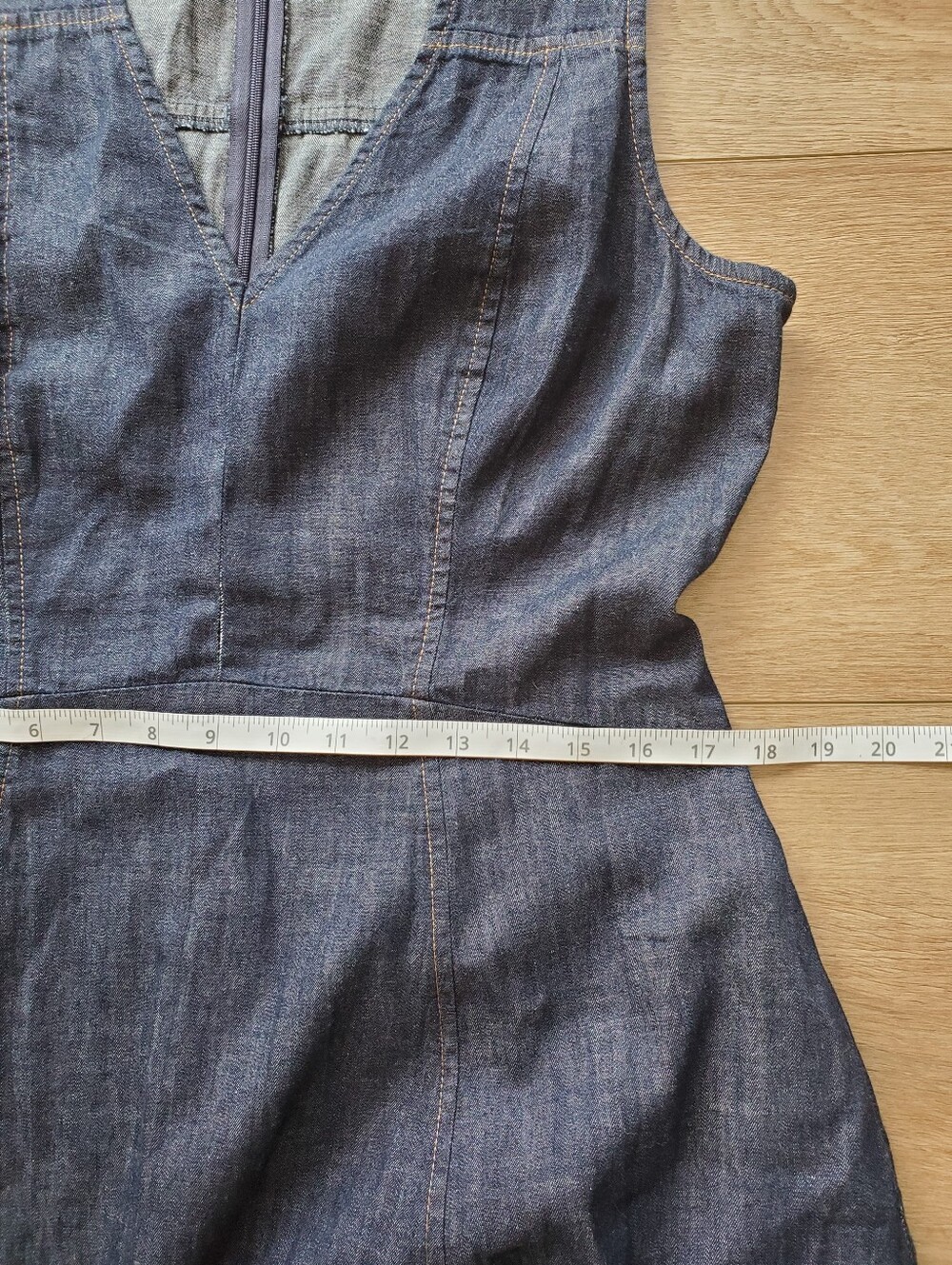 Madewell Denim V-Neck Maxi Dress 100% Cotton Sleeveless Size 12 - Picture 16 of 16